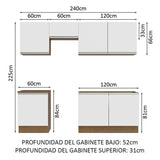 Cocina Integral Modular Glamy Marron y Blanco 240x225cm sin Mesón sin Estufa sin Cajones y con Doce Entrepaños - COCINAS | Bylmo