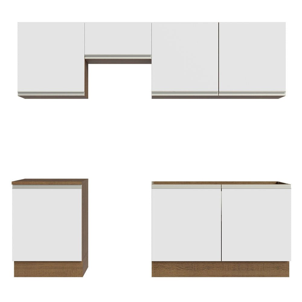 Cocina Integral Modular Glamy Marron y Blanco 240x225cm sin Mesón sin Estufa sin Cajones y con Doce Entrepaños - COCINAS | Bylmo