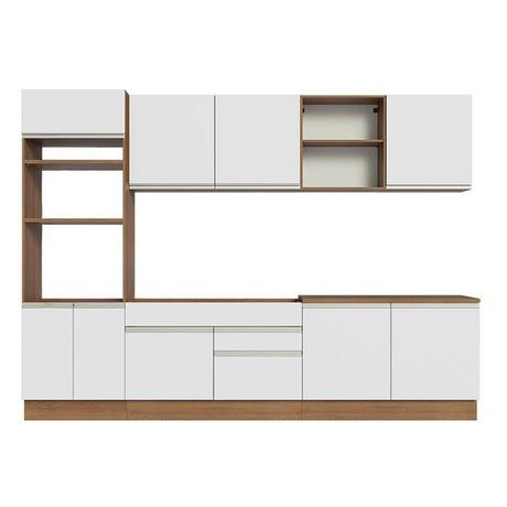 Cocina Integral Modular Glamy Marron y Blanco 310x225cm sin Mesón sin Estufa con Dos Cajones y con Dieciocho Entrepaños - COCINAS | Bylmo