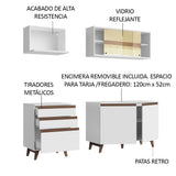 Cocina Integral Modular Reims Blanco 180x210cm con Mesón de Madera Aglomerada Mdp sin Estufa con Tres Cajones y con Ocho Entrepaños - COCINAS | Bylmo