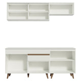 Cocina Integral Modular Reims Blanco 190x210cm con Mesón de Madera Aglomerada Mdp sin Estufa con Un Cajón y con Nueve Entrepaños - COCINAS | Bylmo