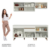 Cocina Integral Modular Reims Blanco 190x210cm con Mesón de Madera Aglomerada Mdp sin Estufa con Un Cajón y con Nueve Entrepaños - COCINAS | Bylmo