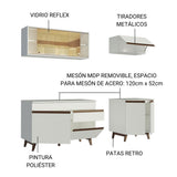 Cocina Integral Modular Reims Blanco 190x210cm con Mesón de Madera Aglomerada Mdp sin Estufa con Un Cajón y con Nueve Entrepaños - COCINAS | Bylmo