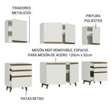 Cocina Integral Modular Reims Blanco 240x210cm con Mesón de Madera Aglomerada Mdp sin Estufa con Seis Cajones y con Once Entrepaños - COCINAS | Bylmo