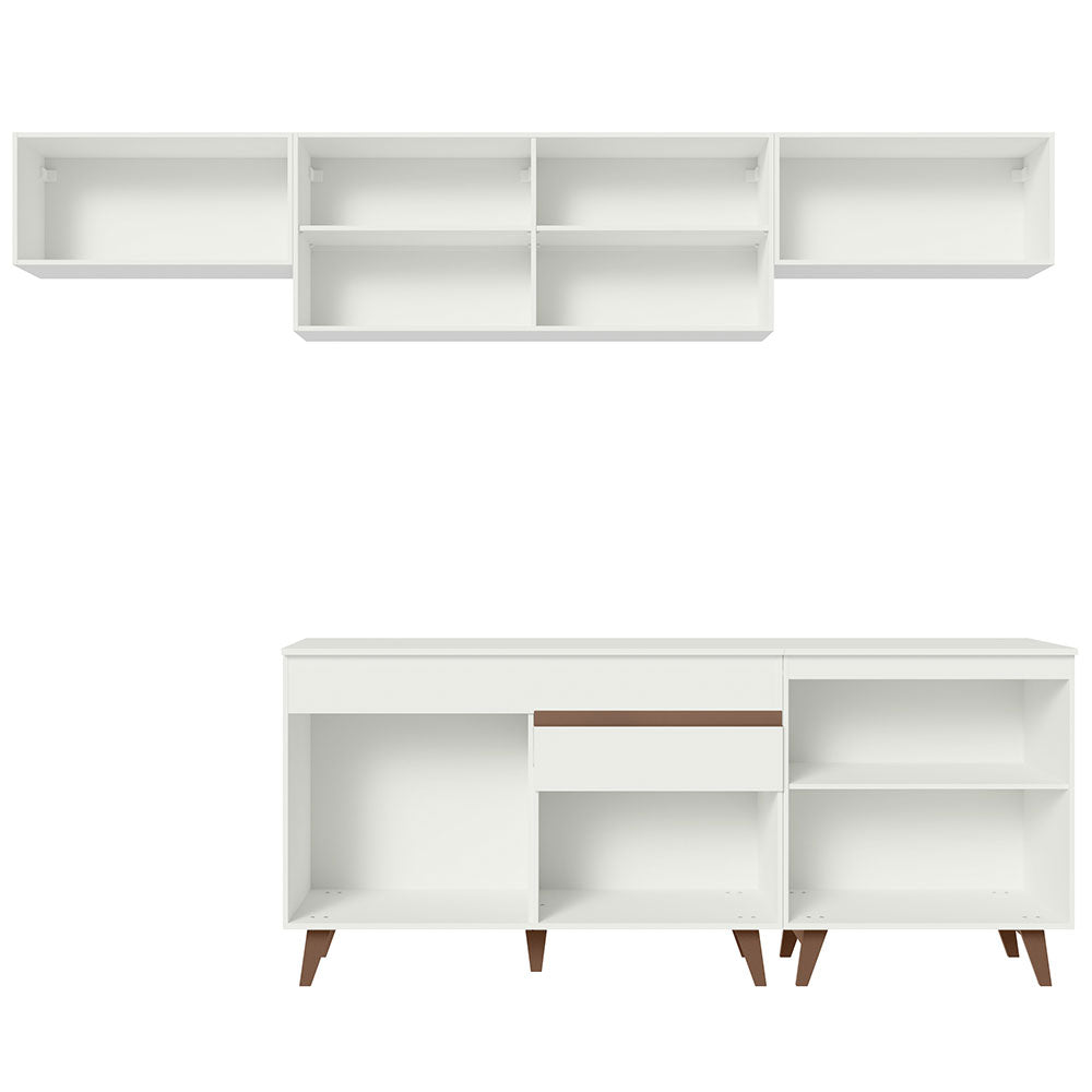 Cocina Integral Modular Reims Blanco 260x210cm con Mesón de Madera Aglomerada Mdp sin Estufa con Un Cajón y con Diez Entrepaños - COCINAS | Bylmo