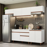 Cocina Integral Modular Reims Blanco 260x210cm con Mesón de Madera Aglomerada Mdp sin Estufa con Un Cajón y con Diez Entrepaños - COCINAS | Bylmo