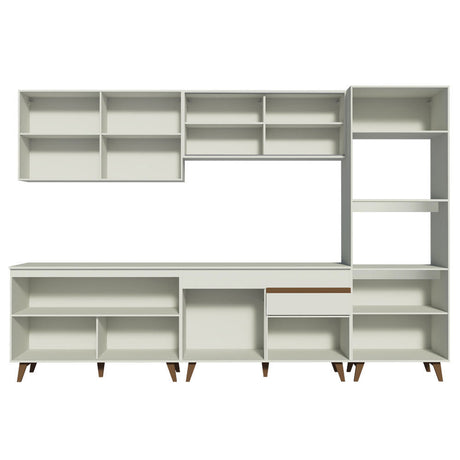 Cocina Integral Modular Reims Blanco 310x210cm con Mesón de Madera Aglomerada Mdp sin Estufa con Un Cajón y con Dieciocho Entrepaños - COCINAS | Bylmo