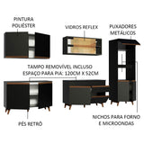 Cocina Integral Modular Reims Negro 310x210cm con Mesón de Madera Aglomerada Mdp sin Estufa con Un Cajón y con Dieciocho Entrepaños - COCINAS | Bylmo