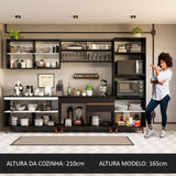 Cocina Integral Modular Reims Negro 310x210cm con Mesón de Madera Aglomerada Mdp sin Estufa con Un Cajón y con Dieciocho Entrepaños - COCINAS | Bylmo