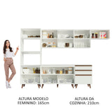Cocina Integral Modular Reims Blanco 320x210cm con Mesón de Madera Aglomerada Mdp sin Estufa con Tres Cajones y con Quince Entrepaños - COCINAS | Bylmo