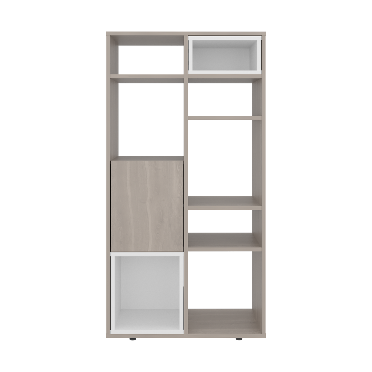 Biblioteca Momi Bardolino y Blanco 61.6x120cm Rectangular con Ocho Compartimientos y Seis Entrepaños - BIBLIOTECAS Y ESTANTERIAS | Bylmo