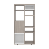 Biblioteca Momi Bardolino y Blanco 61.6x120cm Rectangular con Ocho Compartimientos y Seis Entrepaños - BIBLIOTECAS Y ESTANTERIAS | Bylmo