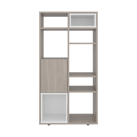 Biblioteca Momi Bardolino y Blanco 61.6x120cm Rectangular con Ocho Compartimientos y Seis Entrepaños - BIBLIOTECAS Y ESTANTERIAS | Bylmo