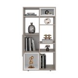 Biblioteca Momi Bardolino y Blanco 61.6x120cm Rectangular con Ocho Compartimientos y Seis Entrepaños - BIBLIOTECAS Y ESTANTERIAS | Bylmo