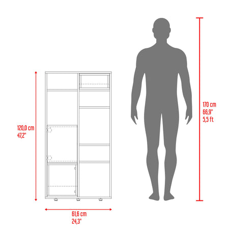 Biblioteca Momi Bardolino y Blanco 61.6x120cm Rectangular con Ocho Compartimientos y Seis Entrepaños - BIBLIOTECAS Y ESTANTERIAS | Bylmo