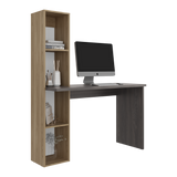 Escritorio con Biblioteca Aston Fresno Europeo y Carbón 120.3x145.8cm sin Cajones - ESCRITORIOS | Bylmo