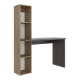 Escritorio con Biblioteca Aston Fresno Europeo y Carbón 120.3x145.8cm sin Cajones - ESCRITORIOS | Bylmo