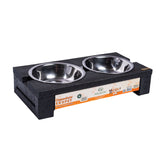 Comedero Ekopet Negro 38x8cm con Dos Tazones y para Mascotas Pequeñas - COMEDEROS PARA MASCOTAS | Bylmo