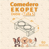 Comedero Ekopet Negro 38x8cm con Dos Tazones y para Mascotas Pequeñas - COMEDEROS PARA MASCOTAS | Bylmo