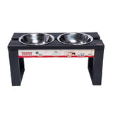 Comedero Ekopet Negro 45x22cm con Dos Tazones y para Perro Mediano - COMEDEROS PARA MASCOTAS | Bylmo