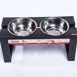 Comedero Ekopet Negro 45x22cm con Dos Tazones y para Perro Mediano - COMEDEROS PARA MASCOTAS | Bylmo