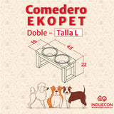 Comedero Ekopet Negro 45x22cm con Dos Tazones y para Perro Mediano - COMEDEROS PARA MASCOTAS | Bylmo