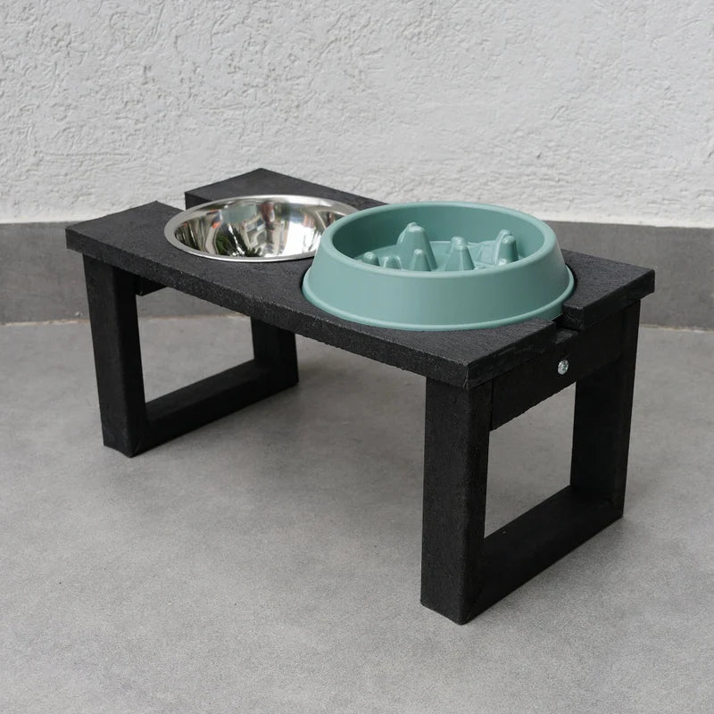 Comedero Ekopet Negro 46x22cm Antirreflujo con Dos Tazones y para Perro Mediano - COMEDEROS PARA MASCOTAS | Bylmo