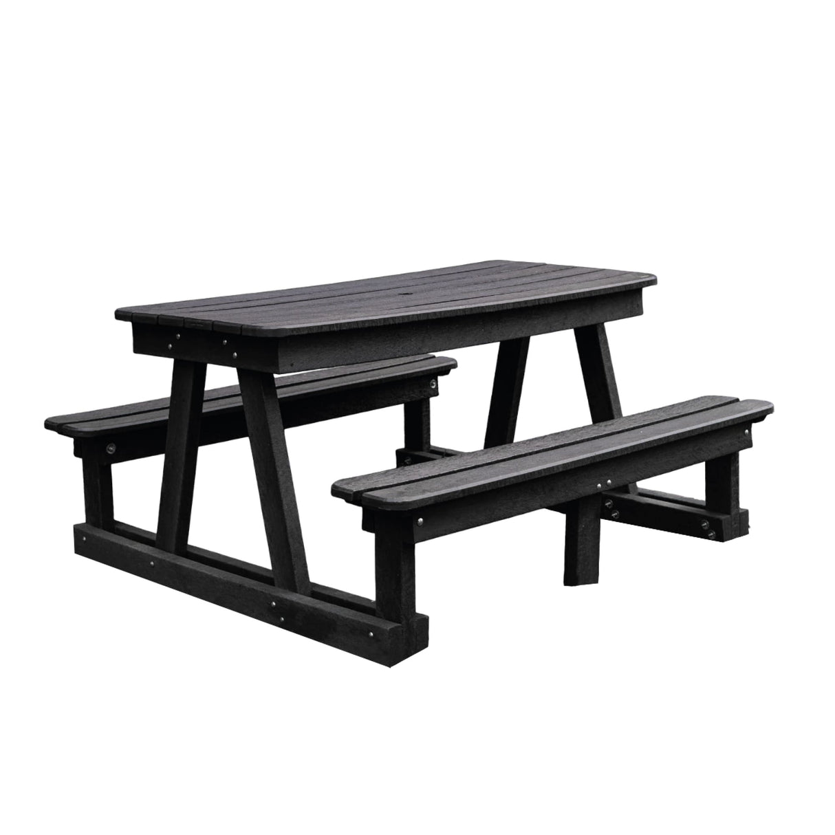 Mesa de Picnic Eucalipto Negro 150x78cm Rectangular de Seis Puestos con Dos Sillas - MESAS DE EXTERIOR | Bylmo