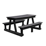 Mesa de Picnic Eucalipto Negro 150x78cm Rectangular de Seis Puestos con Dos Sillas - MESAS DE EXTERIOR | Bylmo