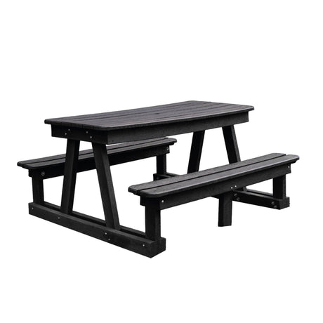 Mesa de Picnic Eucalipto Negro 150x78cm Rectangular de Seis Puestos con Dos Sillas - MESAS DE EXTERIOR | Bylmo