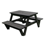 Mesa de Picnic Eucalipto Negro 120x75cm Rectangular de Cuatro Puestos con Dos Sillas - MESAS DE EXTERIOR | Bylmo