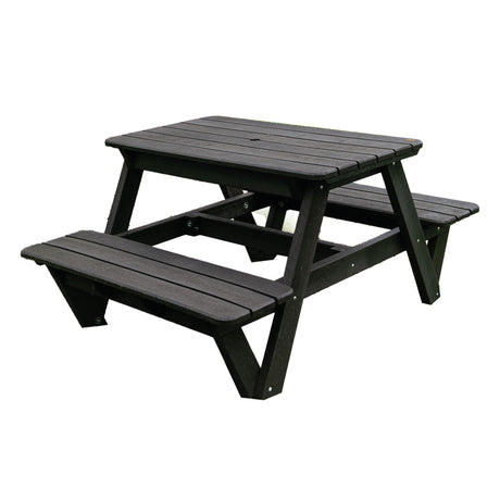 Mesa de Picnic Eucalipto Negro 120x75cm Rectangular de Cuatro Puestos con Dos Sillas - MESAS DE EXTERIOR | Bylmo