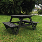 Mesa de Picnic Eucalipto Negro 120x75cm Rectangular de Cuatro Puestos con Dos Sillas - MESAS DE EXTERIOR | Bylmo