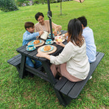 Mesa de Picnic Eucalipto Negro 120x75cm Rectangular de Cuatro Puestos con Dos Sillas - MESAS DE EXTERIOR | Bylmo