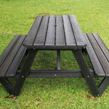 Mesa de Picnic Eucalipto Negro 150x75cm Rectangular de Seis Puestos con Dos Sillas - MESAS DE EXTERIOR | Bylmo