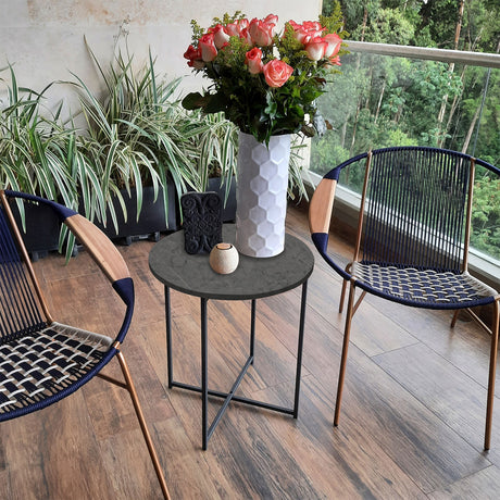 Mesa Auxiliar Cirklo Onix y Negro 48x53cm Circular sin Cajones - MESAS AUXILIARES | Bylmo