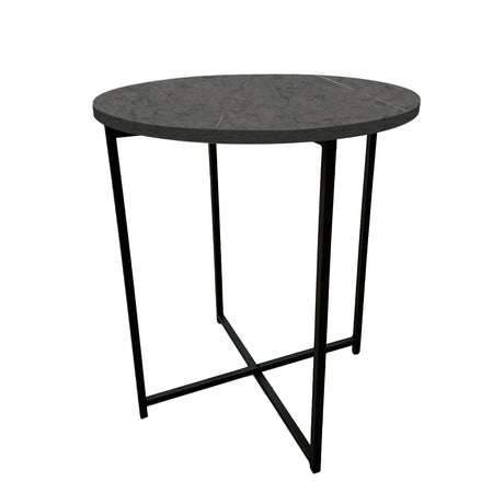 Mesa Auxiliar Cirklo Onix y Negro 48x53cm Circular sin Cajones - MESAS AUXILIARES | Bylmo