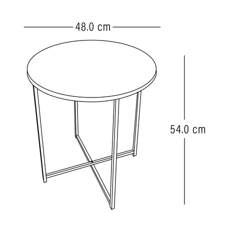 Mesa Auxiliar Cirklo Onix y Negro 48x53cm Circular sin Cajones - MESAS AUXILIARES | Bylmo