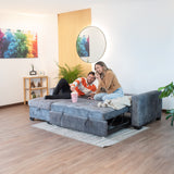 Sofá en L Atlas Gris 220x92cm De Tres Puestos Reclinable con Almacenamiento Derecho y con Apoya Brazos - SOFAS Y POLTRONAS | Bylmo