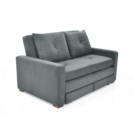 Sofá Cama Torino Gris 147x87cm De Dos Puestos Reclinable y con Apoya Brazos - SOFAS Y POLTRONAS | Bylmo