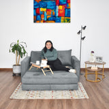 Sofá Cama Torino Gris 147x87cm De Dos Puestos Reclinable y con Apoya Brazos - SOFAS Y POLTRONAS | Bylmo