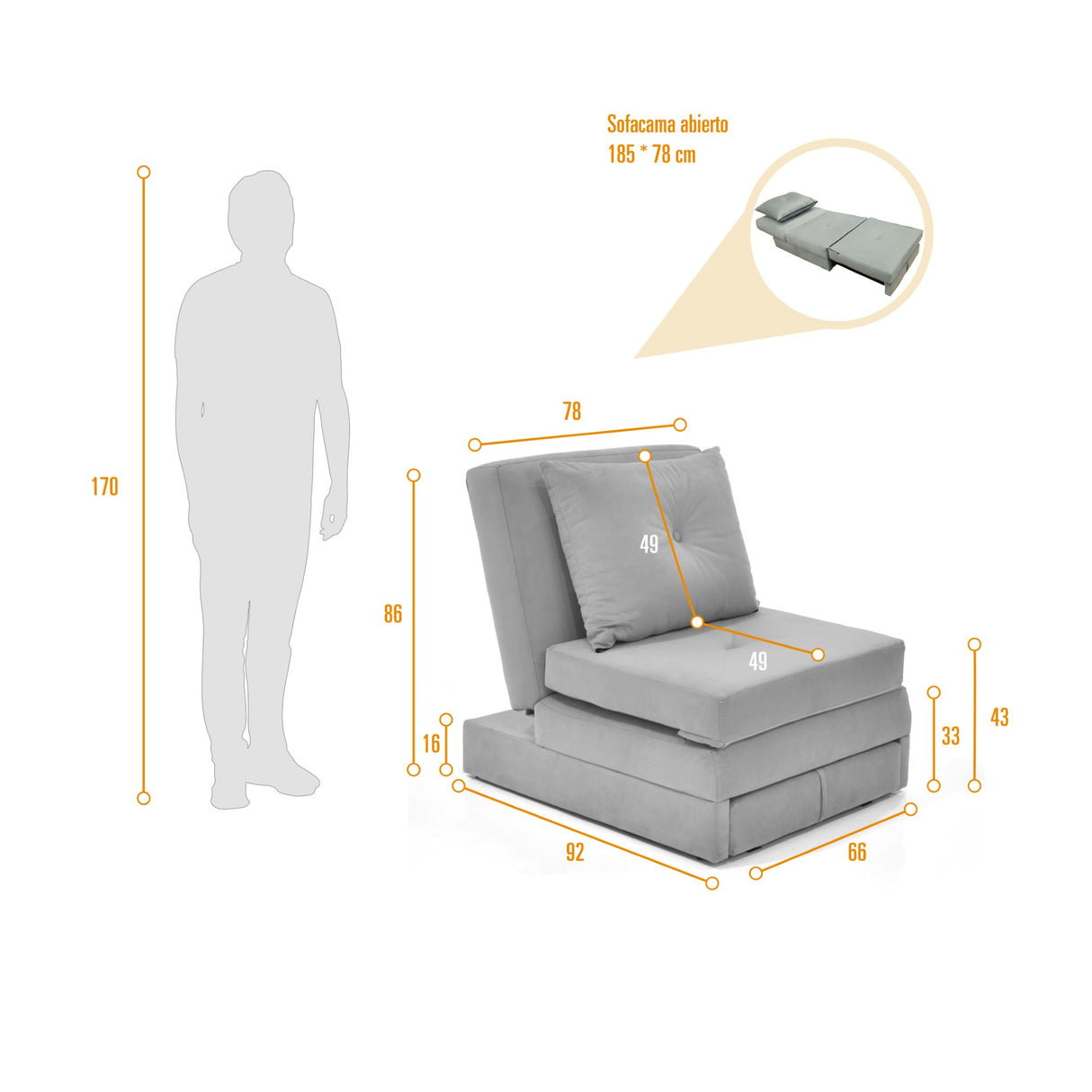 Poltrona Torino Mostaza 78x86cm De Un Puesto Reclinable - SOFAS Y POLTRONAS | Bylmo