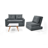 Sala Torino Gris y Blanco Natural 147x87cm con Sofacama Poltrona y Mesa de Centro - SOFAS Y POLTRONAS | Bylmo