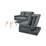 Sala Torino Gris y Blanco Natural 147x87cm con Sofacama Poltrona y Mesa de Centro - SOFAS Y POLTRONAS | Bylmo