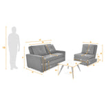 Sala Torino Gris y Blanco Natural 147x87cm con Sofacama Poltrona y Mesa de Centro - SOFAS Y POLTRONAS | Bylmo