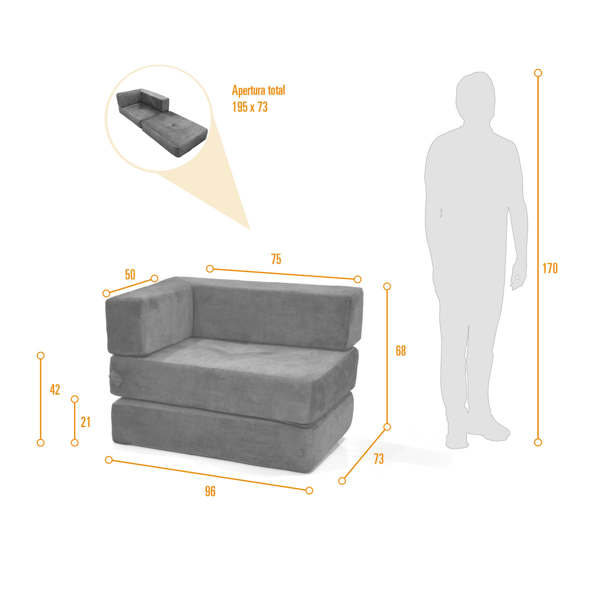 Poltrona Nablus Plata 96x68cm De Un Puesto y con Apoya Brazos - SOFAS Y POLTRONAS | Bylmo