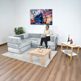 Sala Nablus Plata 196x68cm con Sofacama Poltrona y Mesa de Centro - SOFAS Y POLTRONAS | Bylmo