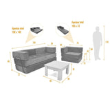 Sala Nablus Plata 196x68cm con Sofacama Poltrona y Mesa de Centro - SOFAS Y POLTRONAS | Bylmo