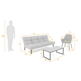 Sala Nivala Plata y Mostaza 187x83cm De Cuatro Puestos Reclinable y sin Apoya Brazos - SOFAS Y POLTRONAS | Bylmo