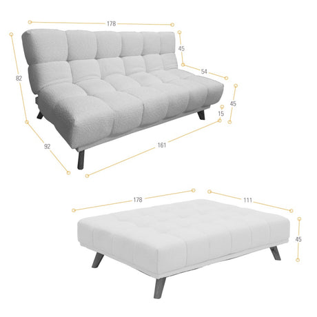 Sofá Cama Nubo Blanco y Matiz Caoba 178x82cm De Tres Puestos Reclinable y sin Apoya Brazos - SOFAS Y POLTRONAS | Bylmo